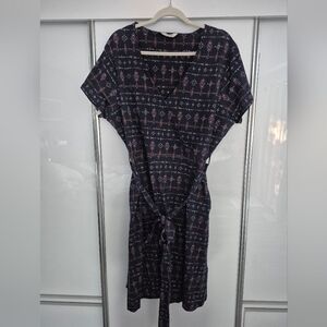 Navy Floral Wrap Dress